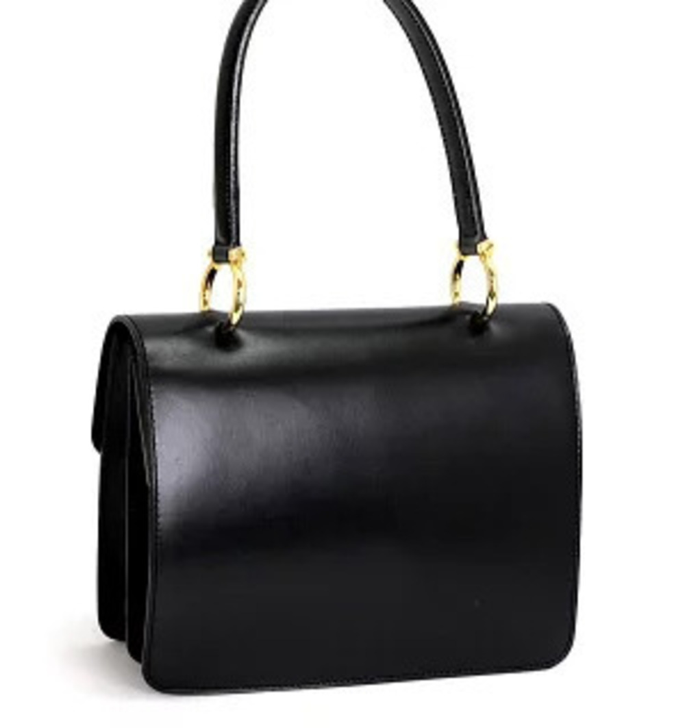 Celine Handbag Leather Flap Black Double